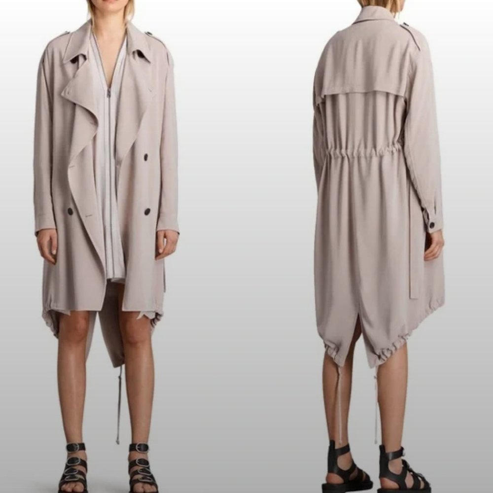 ALLSAINTS Lia Mac Trench Coat in blush pink size XS